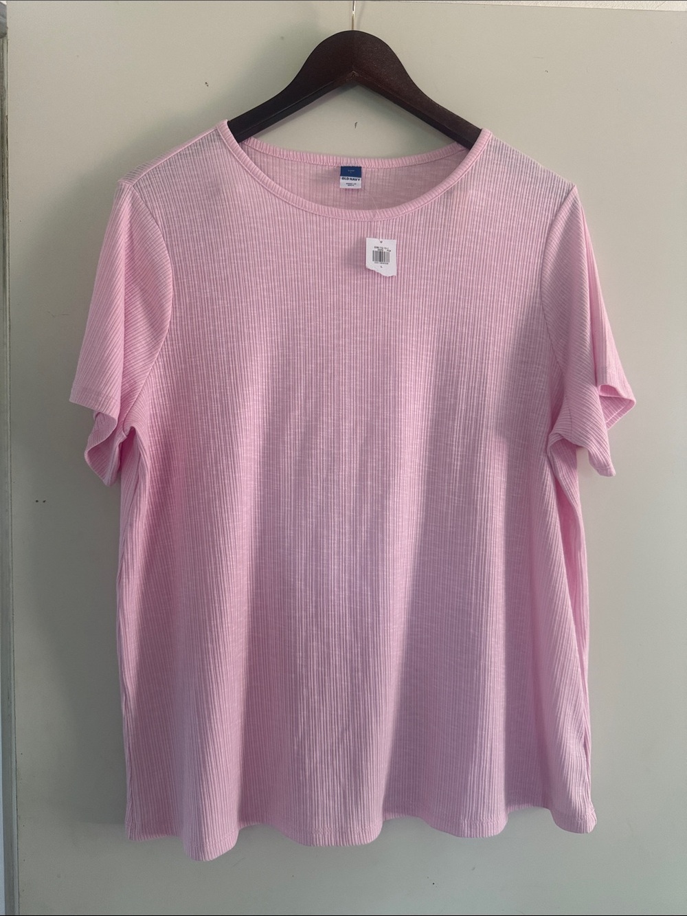 Old Navy Womens Light Pink Ribbed Short Sleeve Tee Sz Large NWT